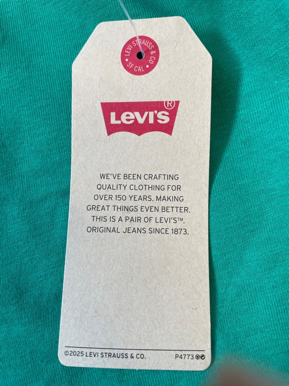 NWT Women’s Levi's Green Tee with Pink Logo & Trim. Size XS. - Picture 5 of 6
